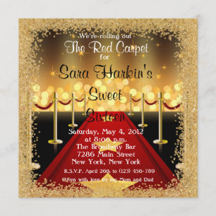 Red Teppich Hollywood Sweet 16 Birthday Invite Einladung
