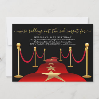 Red Teppich Themenabend Party mit Imitate Gold Fos Einladung