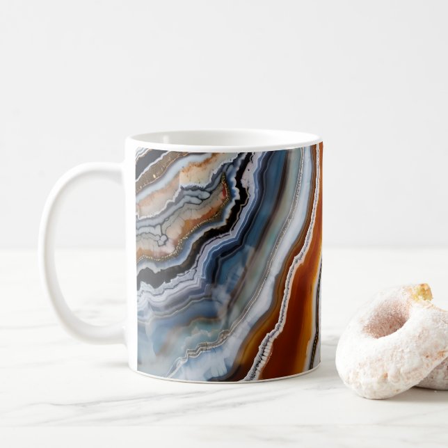 Red Terracotta White Black Blue Gold Agate Geode Kaffeetasse (Mit Donut)