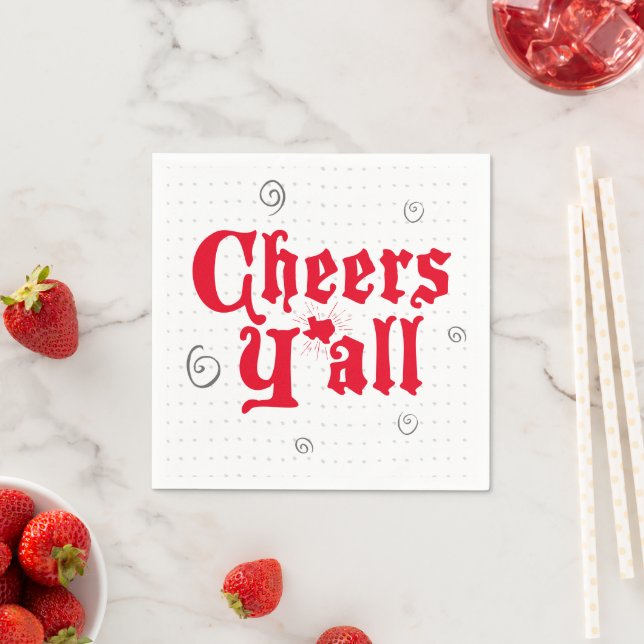 Red Texas Cheers Y'all Serviette (Beispiel)