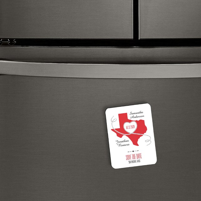 Red Texas Curling Ribbon Save the Date Magnet (Von Creator hochgeladen)