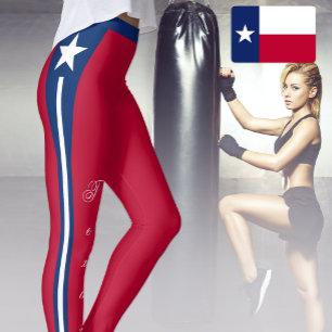Red Texas Leggings, Texas Flag /sports Leggings