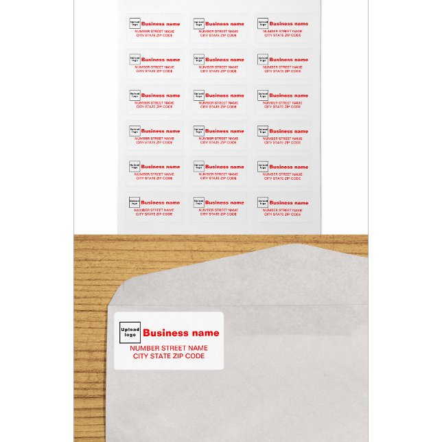 Red Text Business Address Label Adressaufkleber (Von Creator hochgeladen)