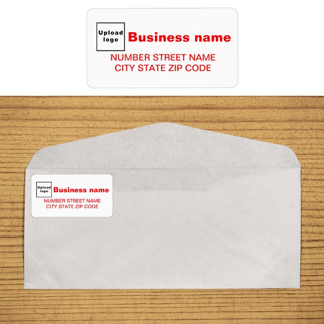 Red Text Business Address Label Adressaufkleber (Business address label in red text)