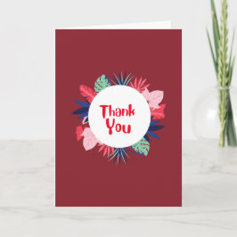Red Thank You card with tropical flowers Karte