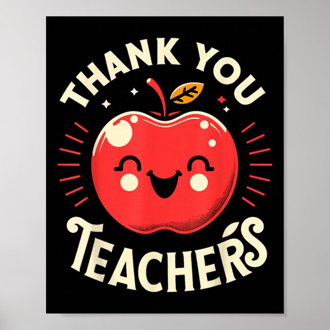 Red Thank You Teachers Motivational Appreciation F Poster (Vorne)