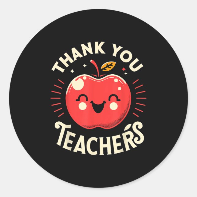Red Thank You Teachers Motivational Appreciation F Runder Aufkleber (Vorderseite)