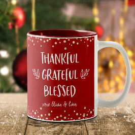 Red Thankful Gratedies Gesegnet Moderne Gold Confe Zweifarbige Tasse