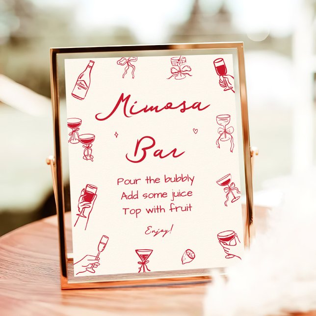 Red Thates Amore Brautparty Mimosa Bar Poster (Von Creator hochgeladen)