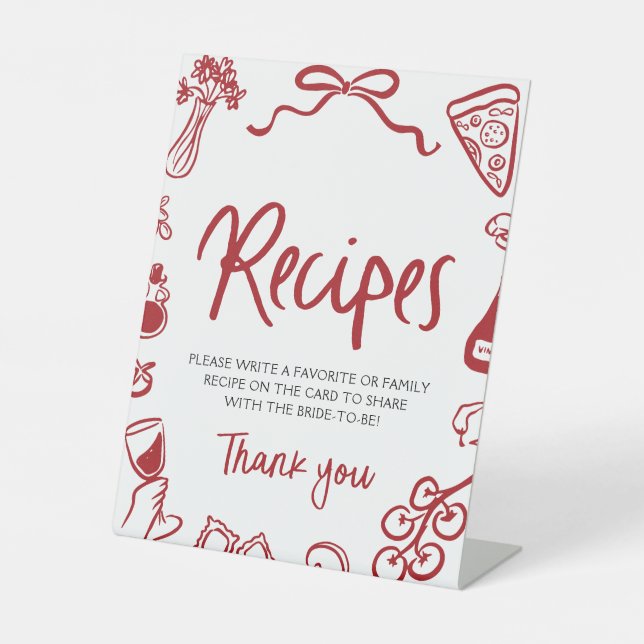 Red That's Amore Whimsical Italian Recipes Shower Sockelschild (Vorderseite)