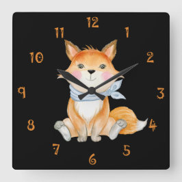 Red the Foxx Wall Clock Quadratische Wanduhr