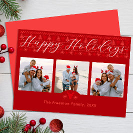 Red Three Foto Nordic Christmas Happy Feiertagskarte