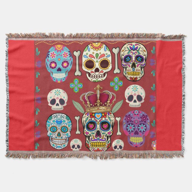 Red Throw - Large Rug - Gothic Skull -  Decke (Vorderseite)