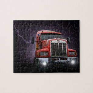 Red Thunder KW Big Rig 18 Wheeler Puzzle