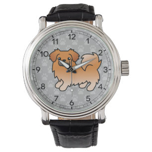 Red Tibetan Spaniel Cartoon Dog Armbanduhr