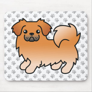 Red Tibetan Spanisch Niedlich Cartoon Dog & Paws Mousepad
