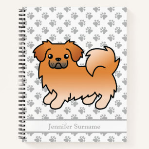 Red Tibetan Spanisch Niedlich Cartoon Dog & Text Notizbuch