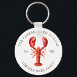 Red Tide | Hummerkuchen Schlüsselanhänger<br><div class="desc">Personalisierte Hummer-Schlüsselanhänger zum Thema "Essensgepäck" für Ihr nächstes Hummer Bake Party oder Meeresfrüchte-Event. Es zeigt eine Aquarellbilder eines Tiefseeglobsters. Umgeben sind dies Orte für Ihre einzigartigen Event-Informationen.</div>