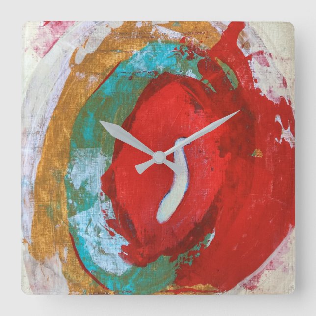Red Tide Wall Clock Quadratische Wanduhr (Vorderseite)