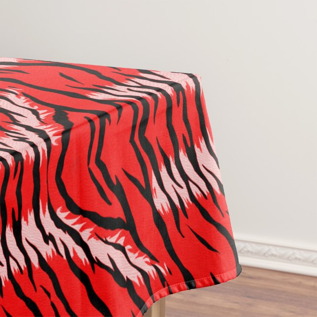 Red Tiger Animal Skin Pattern Design  Tischdecke (Von Creator hochgeladen)