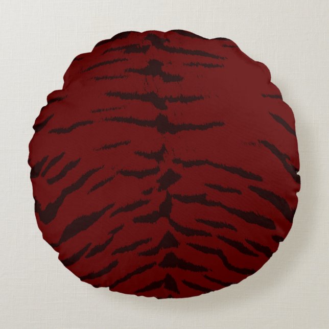 Red Tiger Digital Print Rundes Kissen (Vorderseite)