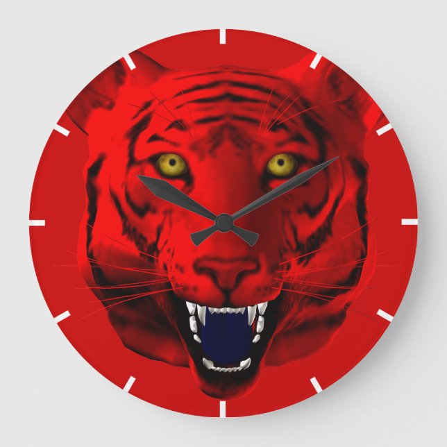 Red Tiger Große Wanduhr (Vorderseite)