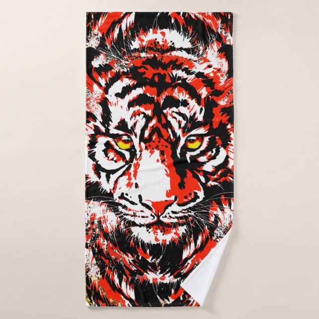 Red Tiger Head Badetuch - Tiger Bath Handtuch Badehandtuch (Badehandtuch)