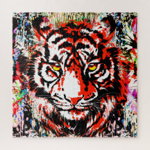 Red Tiger Head - Tiger Portrait Jigsaw Puzzle