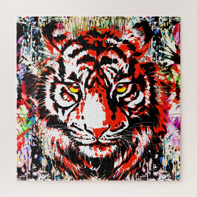 Red Tiger Head - Tiger Portrait Jigsaw Puzzle (Vertikal)