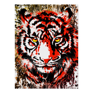 Red Tiger Head - Tiger Poster drucken Glossen