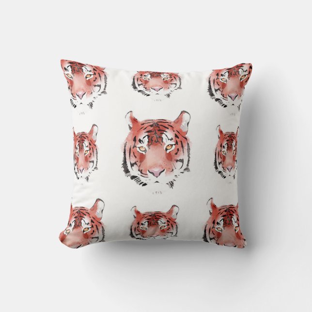 Red Tiger Watercolor Zodiac Animal Kissen (Vorderseite)