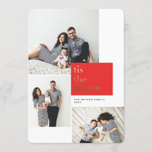 Red Tis the Season Gold Foliday Card Einladung