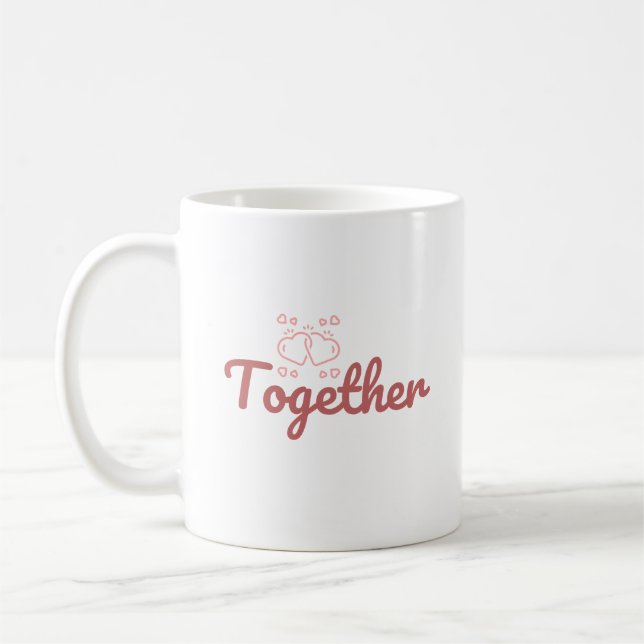 Red "Together" Text Couple Gift Valentine Kaffeetasse (Links)