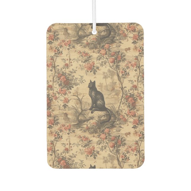 Red Toile Chinoiserie Cat Damask Autolufterfrischer (Vorderseite)