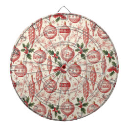 Red Toile Chinoiserie Christmas Ornaments Dartscheibe