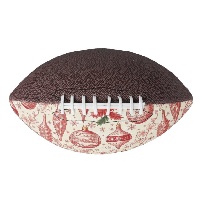 Red Toile Chinoiserie Christmas Ornaments Football (Vorderseite)
