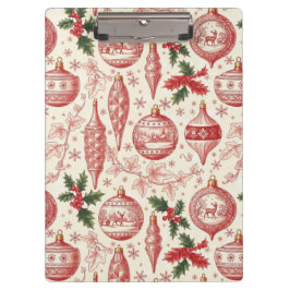 Red Toile Chinoiserie Christmas Ornaments Klemmbrett