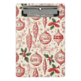 Red Toile Chinoiserie Christmas Ornaments Mini Klemmbrett