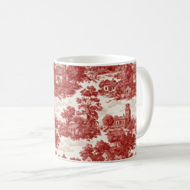 Red Toile Countryside Scene (8) Kaffeetasse (VorderseiteRechts)