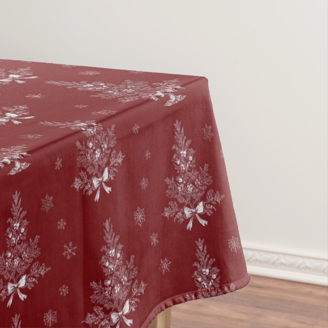 Red Toile De Jouy Coquette Christmas Foliage Tischdecke (Beispiel)