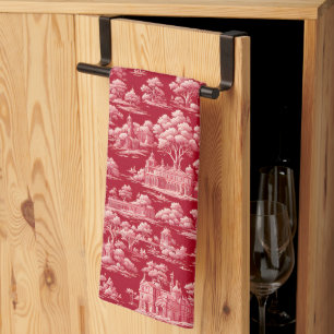 Red Toile-de-Jouy Geschirrtuch