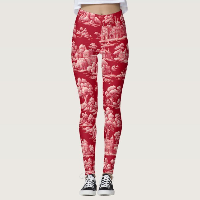 Red Toile de Jouy Leggings (Vorderseite)