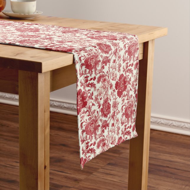 Red Toile Elegance - Klassisches Blumendesign Großer Tischläufer (Beispiel)