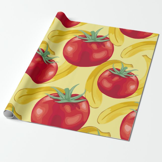 Red tomato and fruits seamless pattern designabstr geschenkpapier (Ungerollt)
