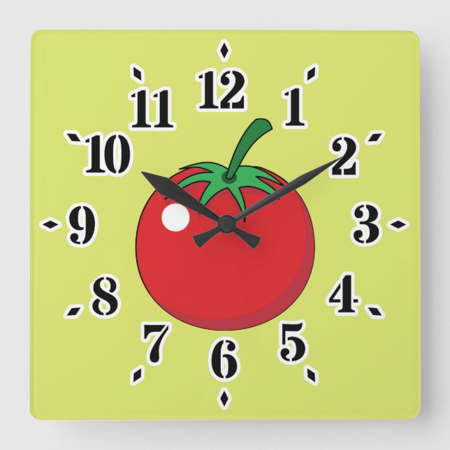 Red Tomato Quadratische Wanduhr (Vorderseite)