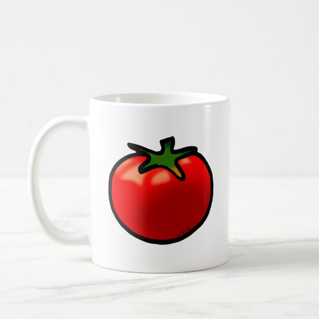 Red Tomato Whimsical Custom Art Kaffeetasse (Links)