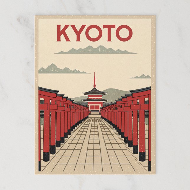 Red Torii Gates in Retro Kyoto Postkarte (Von Creator hochgeladen)