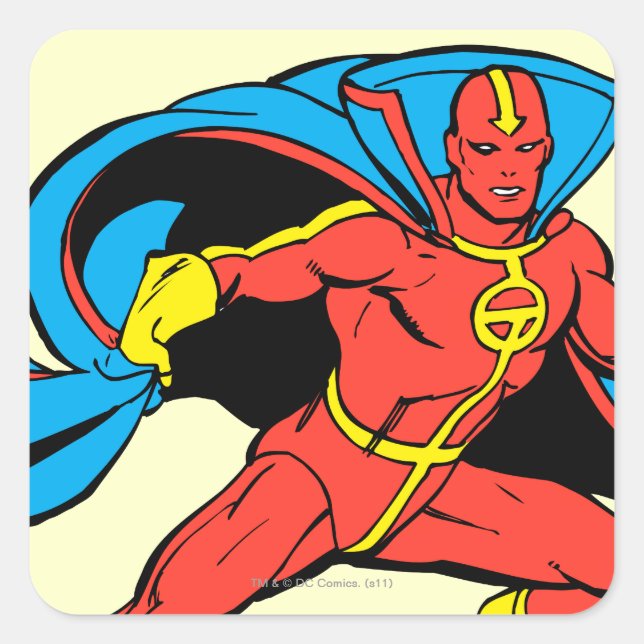 Red Tornado Cape Pose Quadratischer Aufkleber (Vorderseite)