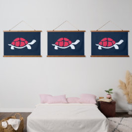 Red Tortoise Wandteppich Mit Holzrahmen