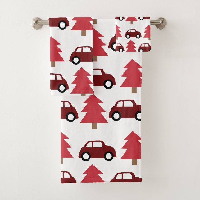 Red Toy Car Weihnachtsbaum Kinder Badhandtuch Set (Insitu)